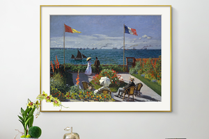 莫奈-圣阿德雷斯的公园 博物馆级复刻版画 客厅装饰画餐厅挂画