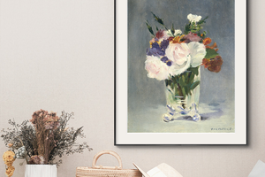马奈-水晶瓶里的花束 博物馆级复刻版画 客厅装饰画书房卧室挂画