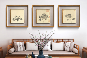 法常-花果翎毛图 博物馆复刻版画 新中式客厅装饰画茶室挂画