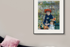 雷诺阿-俩姐妹 博物馆级复刻版画 北欧客厅餐厅现代简约玄关挂画