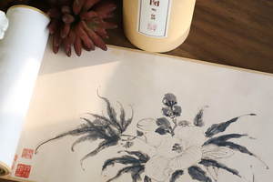 徐渭《十二墨花图卷》简版手卷，原作超清复刻，宣纸画芯手工托裱