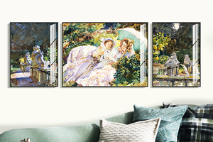 萨金特水彩风景画 博物馆级复刻版画 现代简约客厅装饰画餐厅挂画