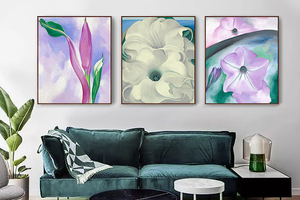 奥基芙花卉名画 欧式客厅餐厅玄关装饰画北欧绿植油画小清新壁画