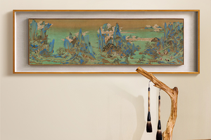 仇英-蜀川佳丽图 博物馆复刻版画 新中式客厅装饰画横幅挂画