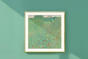 克里姆特-花田 博物馆级复刻版画 现代餐厅玄关装饰画卧室挂画
