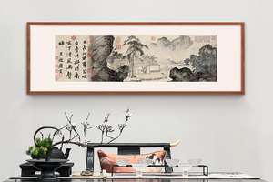 唐寅-事茗图 博物馆复刻版画 新中式客厅装饰画书房挂画