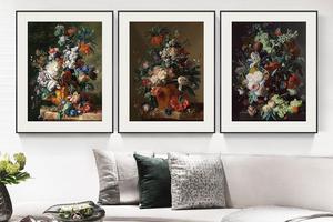 休瑟姆-花卉静物 博物馆级复刻版画 欧式客厅装饰画餐厅玄关挂画