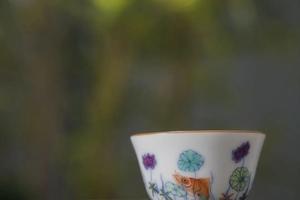 溪陶坊斗彩鱼藻杯