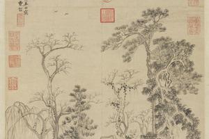 疎林亭子图