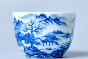 青花山水杯