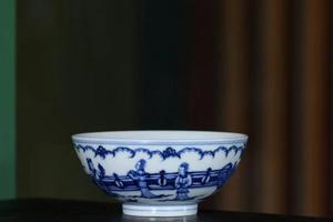 青花人物故事普洱杯