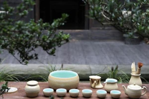 致远灰釉跳刀茶具12件套