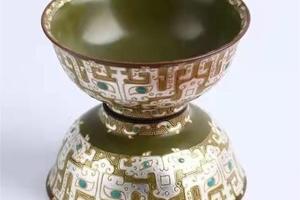 茶叶末釉饕餮纹金银茶盏