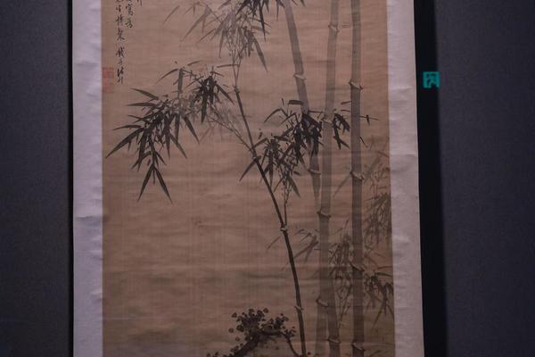 月夜竹石图轴