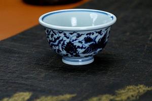 青花仿明双凤压手杯