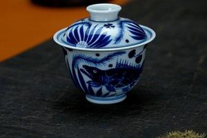 仿明鱼藻两才盖碗