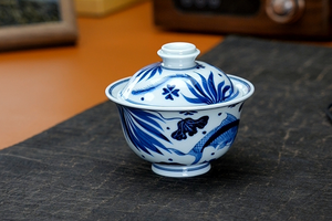 仿明大鱼藻盖碗