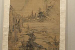 高岗茅屋图轴
