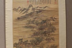仿古四季山水图屏