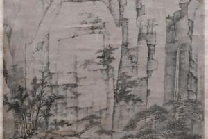 松溪石壁图轴