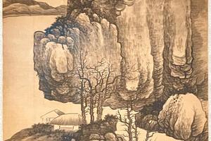 高岗茅屋图轴