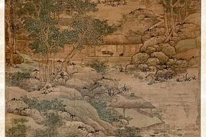荷塘濯足图轴