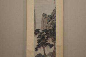 山楼玩月图轴