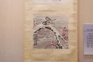 设色梅雀图轴