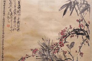 设色岁寒三友图轴