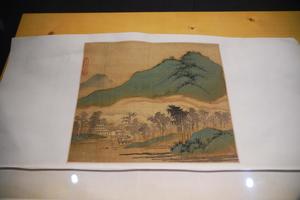 青绿山水图斗方