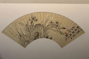 水仙湖石图扇页