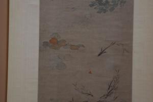 落花游鱼图轴