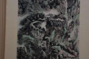 层峦瀑布图轴
