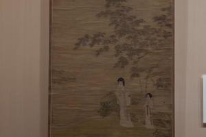 修竹仕女图轴