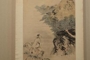 指画松林骑马图轴