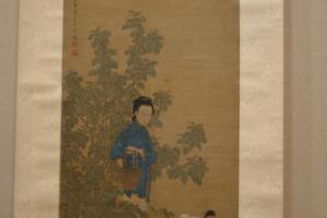 采桑仕女轴